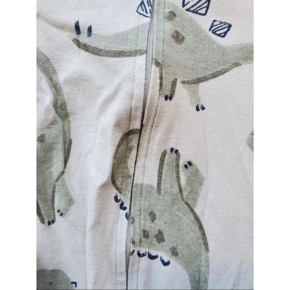 Carter's Boys 2T Footed Zipped Long Sleeve Pajamas Set of 2 Dinosaurs VGUC